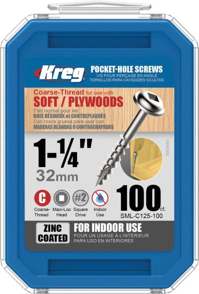 Kreg Pocket Screws - 1-1/4", #8 Coarse, Washer-Head, 100ct