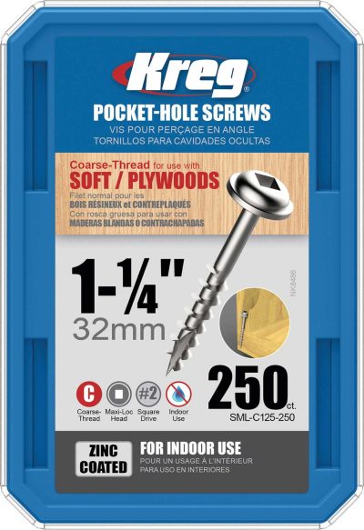 Kreg Pocket Screws - 1-1/4", #8 Coarse, Washer-Head, 250ct