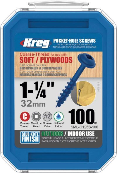 Kreg Blue-Kote WR Pocket Screws - 1-1/4", #8 Coarse, Washer-Head, 100ct