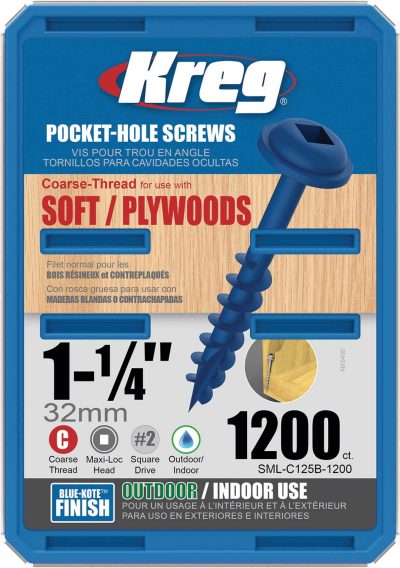 Kreg Blue-Kote WR Pocket Screws - 1-1/4", #8 Coarse, Washer-Head, 1200ct