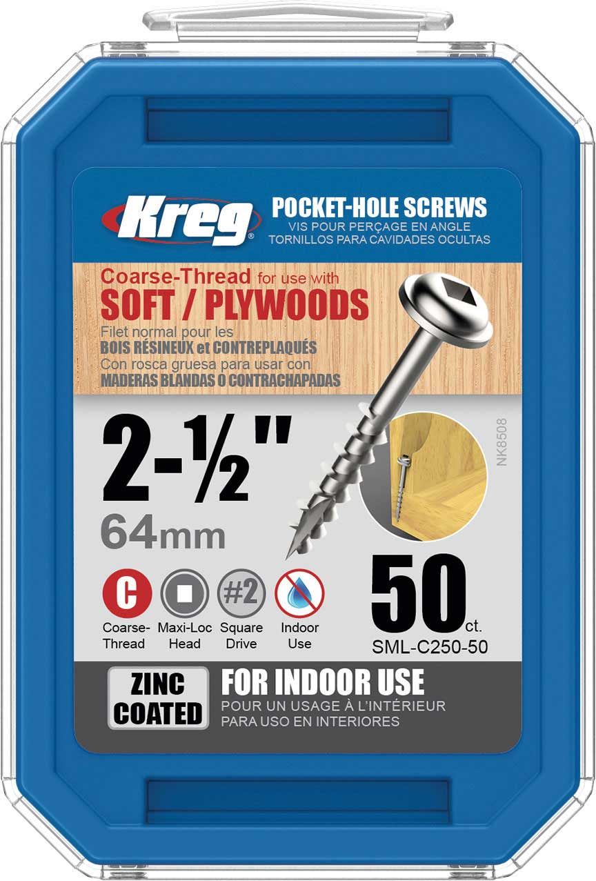 Kreg Pocket Screws 2 12″ 8 Coarse Washer Head 50ct Blackwater