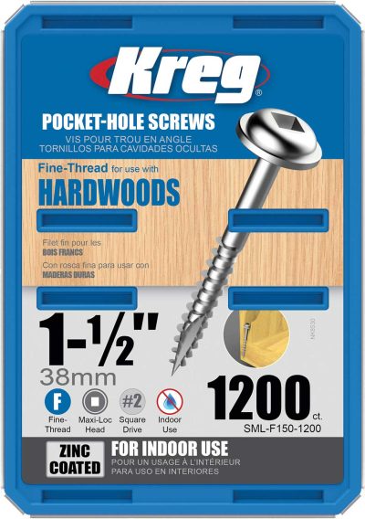 Kreg Pocket Screws - 1-1/2", #7 Fine, Washer-Head, 1200ct