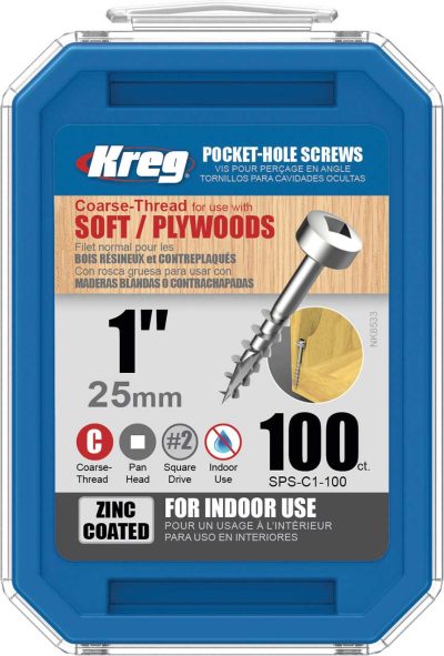 Kreg Pocket Screws - 1", #7 Coarse, Pan-Head, 100ct