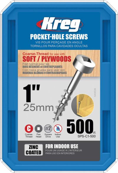 Kreg Pocket Screws - 1", #7 Coarse, Pan-Head, 500ct