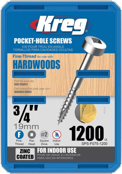 Kreg Pocket Screws - .75", #6 Fine, Pan-Head, 1200ct