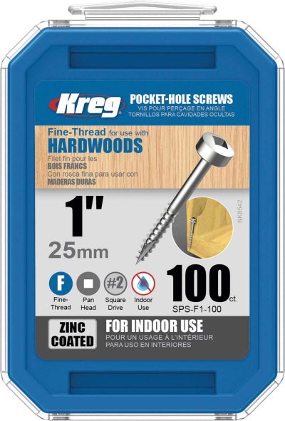Kreg Pocket Screws - 1", #6 Fine, Pan-Head, 100ct