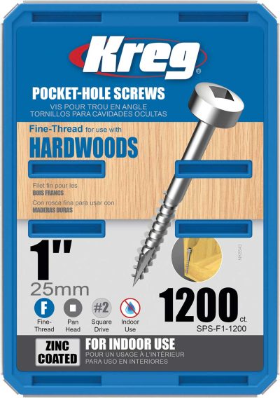 Kreg Pocket Screws - 1", #6 Fine, Pan-Head, 1200ct