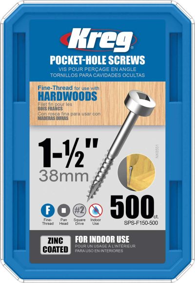 Kreg Pocket Screws - 1-1/2", #6 Fine, Pan-Head, 500ct